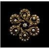 14KT Yellow Gold Pearl and Diamond Brooch