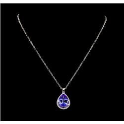 12.98 ctw Tanzanite and Diamond Pendant With Chain - 14KT White Gold