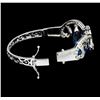 Image 4 : 15.00 ctw Blue Topaz And Diamond Bangle Bracelet - 18KT White Gold