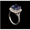 Image 4 : 4.75 ctw Tanzanite and Diamond Ring - 14KT White Gold