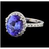 Image 1 : 3.25 ctw Tanzanite and Diamond Ring - 14KT White Gold