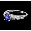 1.23 ctw Sapphire and Diamond Ring - 18KT White Gold