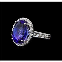 9.04 ctw Tanzanite and Diamond Ring - 14KT White Gold