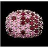 Image 2 : 5.55 ctw Lab Created Ruby and Pink Sapphire Ring - 14KT White Gold