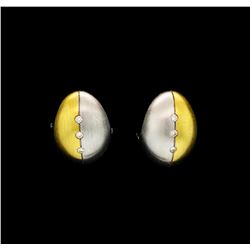 0.10 ctw Diamond Earrings - 18KT Two Tone Gold