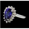 3.31 ctw Tanzanite and Diamond Ring - 14KT White Gold