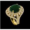 Image 4 : 4.10 ctw Emerald and Diamond Ring - 14KT Yellow Gold