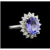 3.58 ctw Tanzanite and Diamond Ring - 14KT White Gold
