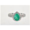 Image 1 : 1.79 ctw Emerald and Diamond Ring - 18KT White Gold