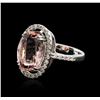 Image 1 : 18KT White Gold 7.16 ctw Morganite and Diamond Ring