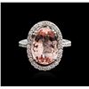 Image 2 : 18KT White Gold 7.16 ctw Morganite and Diamond Ring