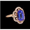 Image 1 : 3.83 ctw Tanzanite and Diamond Ring - 14KT Rose Gold