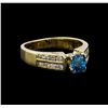 Image 1 : 1.37 ctw Blue Zircon and Diamond Ring - 14KT Yellow Gold