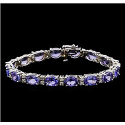 14KT White Gold 17.76 ctw Tanzanite and Diamond Bracelet