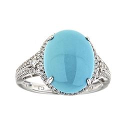 4.67 ctw Turquoise and Diamond Ring - 14KT White Gold