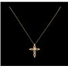 3.00 ctw Topaz and Diamond Cross Pendant With Chain - 10KT Yellow Gold