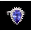 Image 2 : 4.08 ctw Tanzanite and Diamond Ring - 14KT White Gold