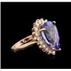 Image 1 : 7.52 ctw Tanzanite and Diamond Ring - 14KT Rose Gold