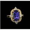 Image 2 : 5.13 ctw Tanzanite and Diamond Ring - 14KT Yellow Gold