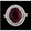 Image 2 : 6.60 ctw Ruby and Diamond Ring - 14KT White Gold