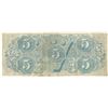 Image 2 : 1863 $5 The Confederate States of America Note T-60 CC