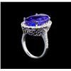 Image 4 : GIA Cert 14.53 ctw Tanzanite and Diamond Ring - 14KT White Gold