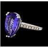 3.97 ctw Tanzanite and Diamond Ring - 14KT White Gold