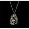 Assym Filigree Crystal Pendant Necklace - Silver