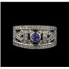 Image 2 : 0.28 ctw Tanzanite and Diamond Ring - 14KT White Gold