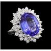 GIA Cert 11.27 ctw Tanzanite and Diamond Ring - 14KT White Gold