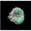 GIA Cert 9.68 ctw Emerald and Diamond Ring - 14KT White Gold