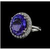 14.20 ctw Tanzanite and Diamond Ring - 14KT White Gold