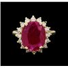 Image 2 : GIA Cert 5.13 ctw Ruby and Diamond Ring - 14KT Yellow Gold