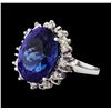 12.11 ctw Tanzanite and Diamond Ring - 14KT White Gold