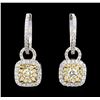 1.17 ctw Diamond Earrings - 14KT White And Yellow Gold