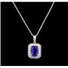 2.50 ctw Tanzanite and Diamond Pendant With Chain - 14KT White Gold