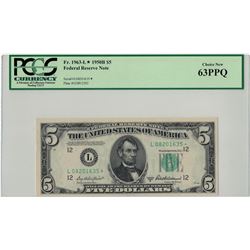 1950B PCGS CN 63PPQ $5 Federal Reserve Note