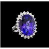 GIA Cert 11.40 ctw Tanzanite and Diamond Ring - 14KT White Gold