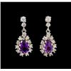 14KT White Gold 2.72 ctw Amethyst and Diamond Earrings