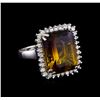 11.85 ctw Ametrine Quartz and Diamond Ring - 14KT White Gold