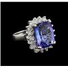 Image 1 : 11.85 ctw Tanzanite and Diamond Ring - 14KT White Gold