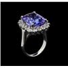 Image 4 : 11.85 ctw Tanzanite and Diamond Ring - 14KT White Gold