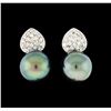 Image 1 : Pearl and Diamond Earrings - 14KT White Gold