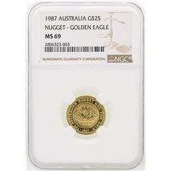 1987 NGC MS69 Australia $25 Nugget Golden Eagle Gold Coin