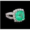 Image 1 : 6.65 ctw Emerald and Diamond Ring - 14KT White Gold