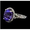 Image 1 : 5.65 ctw Tanzanite and Diamond Ring - 14KT White Gold