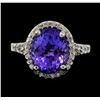 Image 2 : 5.65 ctw Tanzanite and Diamond Ring - 14KT White Gold