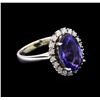 Image 1 : 4.05 ctw Tanzanite and Diamond Ring - 14KT White Gold