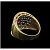 Image 3 : 14KT Yellow Gold 1.02 ctw Ruby and White Topaz Ring