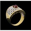 Image 4 : 14KT Yellow Gold 1.02 ctw Ruby and White Topaz Ring